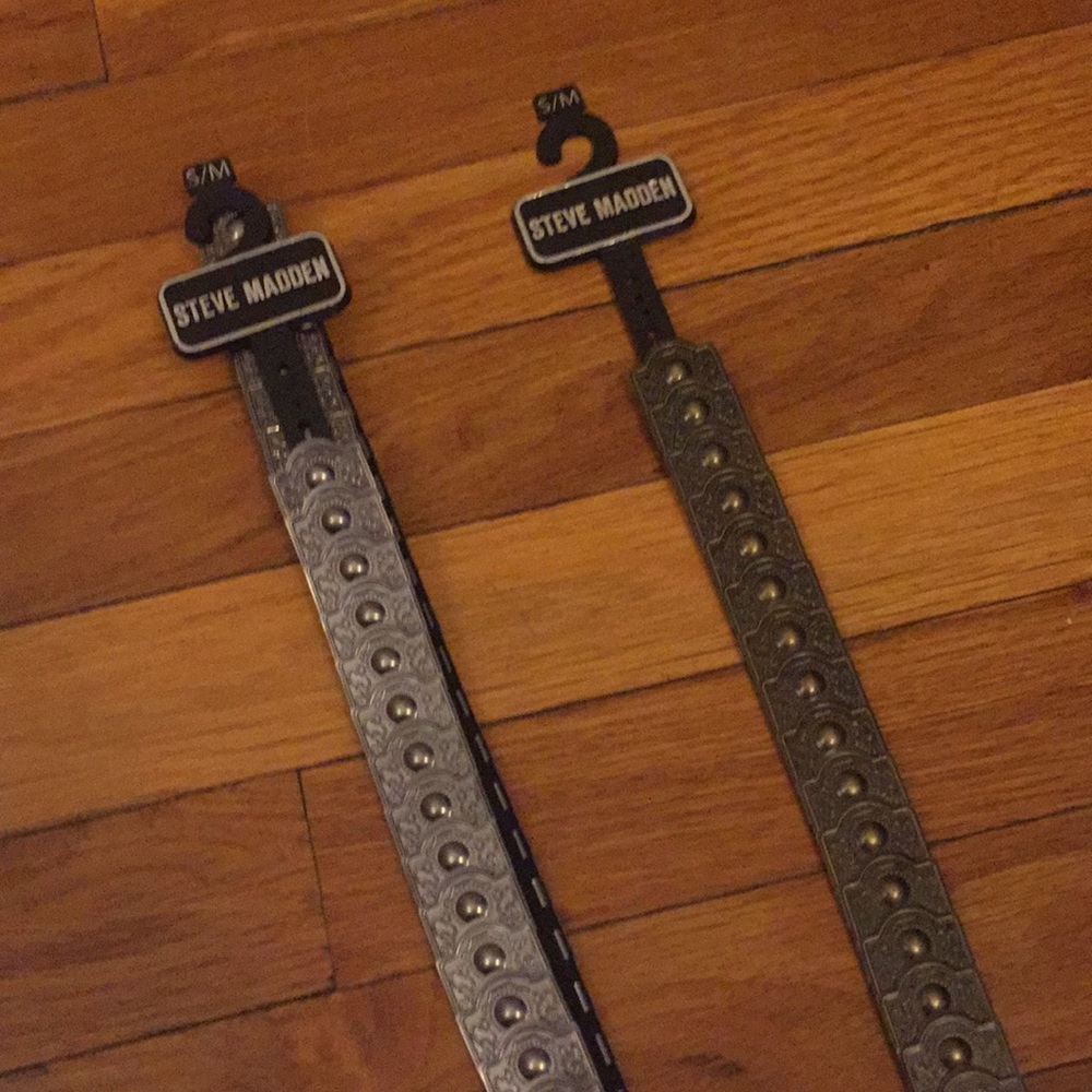 Steve Madden belt western cowboy buckle clip on belt casual gold silver